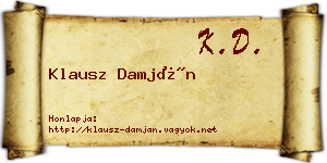 Klausz Damján névjegykártya
